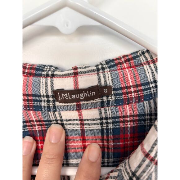 J. McLaughlin Women's Plaid Button Up Shirt Top Long Sleeves Multicolor Size 8 - Picture 6 of 10